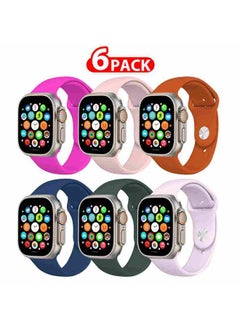 6 Pack Of Silicone Sport Band 49Mm 45Mm 44Mm 42Mm Replacement Wrist Strap Compatible For Series Ultra 2/ 9/Ultra/ 8/ 7/ 6/ 5/ 4/ 3 And SE Multicolour