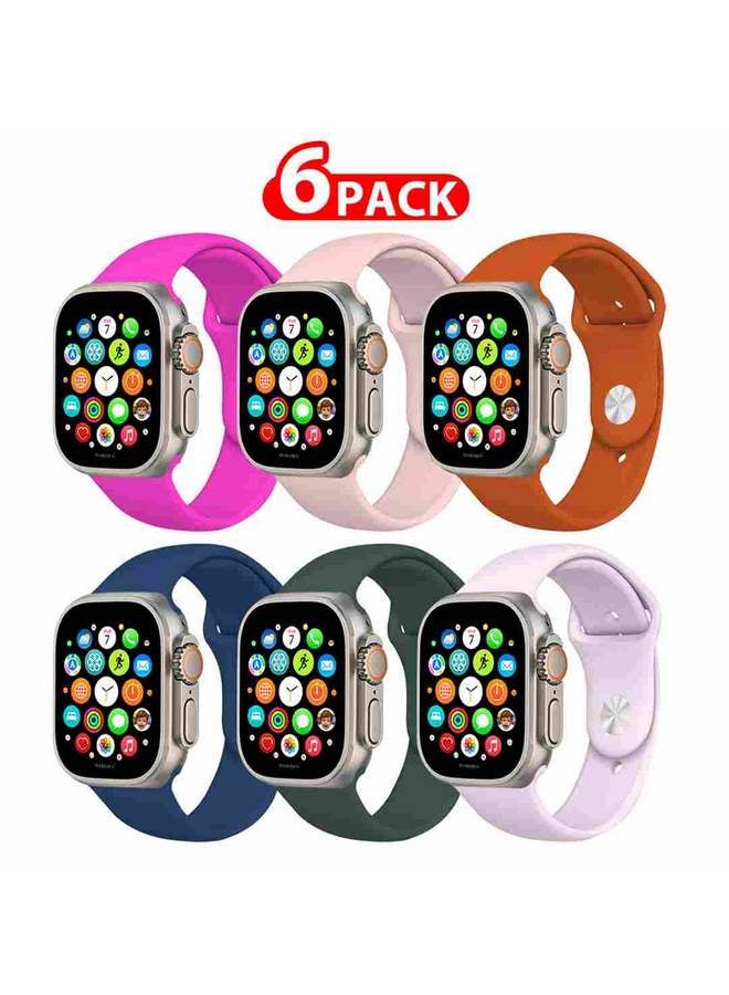 MARGOUN - 6 Pack Of Silicone Sport Band 49Mm 45Mm 44Mm 42Mm Replacement Wrist Strap Compatible For Series Ultra 2/ 9/Ultra/ 8/ 7/ 6/ 5/ 4/ 3 And SE Multicolour - Image 1