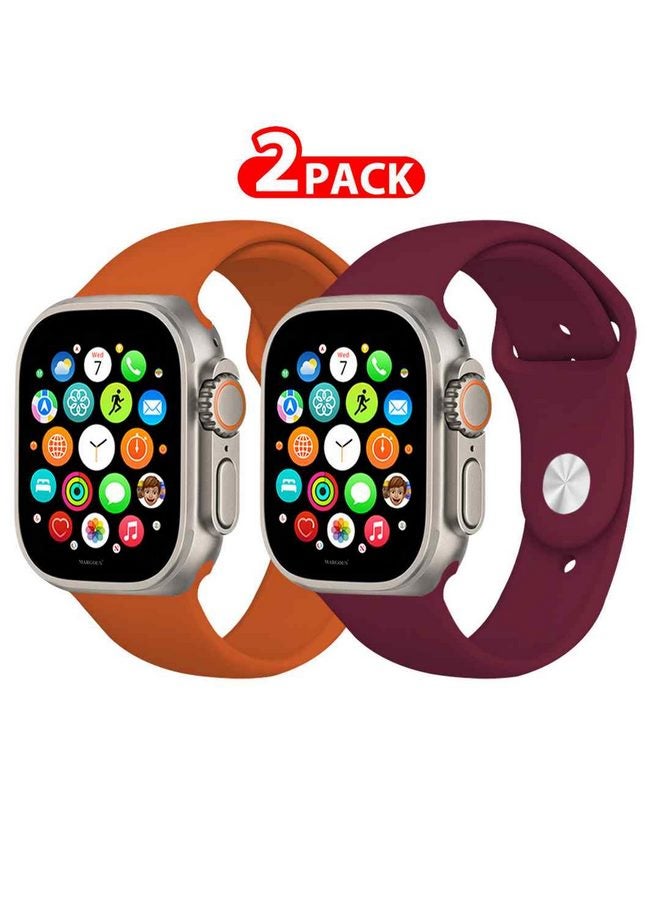 MARGOUN 2 Pack Of Silicone Sport Band 49Mm 45Mm 44Mm 42Mm Replacement Wrist Strap Compatible For Series Ultra 2/ 9/ Ultra/ 8/ 7/ 6/ 5/ 4/ 3 And SE Multicolour - Image 1