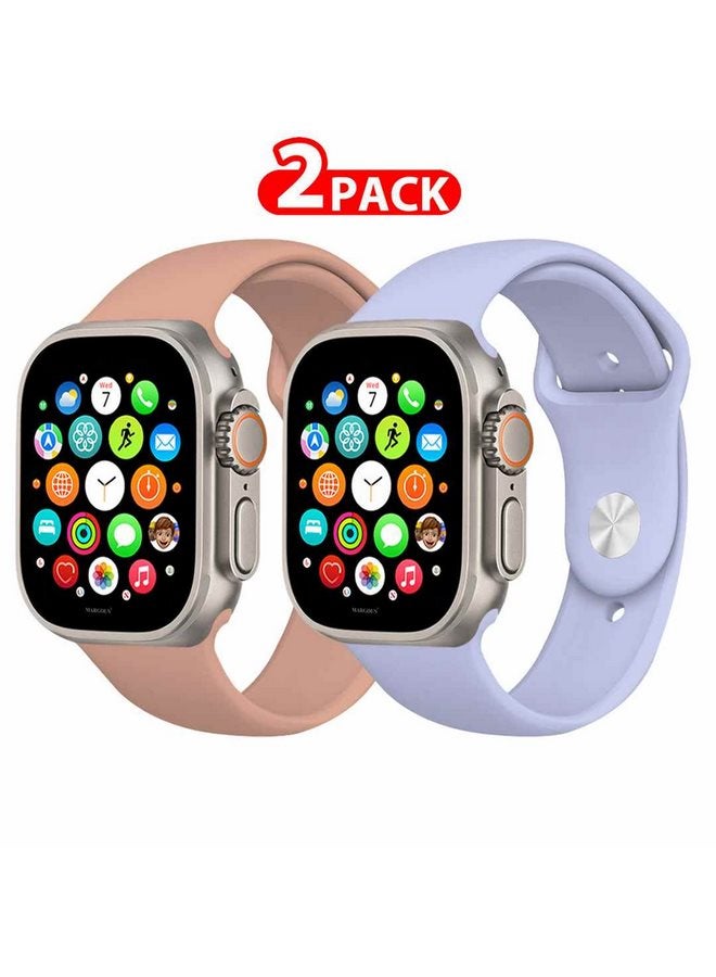 MARGOUN 2 Pack Of Silicone Sport Band 49Mm 45Mm 44Mm 42Mm Replacement Wrist Strap Compatible For Series Ultra 2/ 9/ Ultra/ 8/ 7/ 6/ 5/ 4/ 3 And SE Multicolour - Image 1