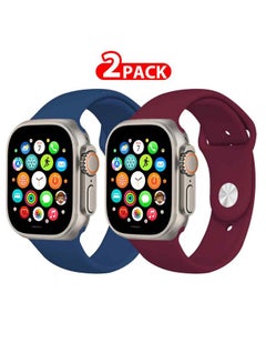 2 Pack Of Silicone Sport Band 49Mm 45Mm 44Mm 42Mm Replacement Wrist Strap Compatible For Series Ultra 2/ 9/ Ultra/ 8/ 7/ 6/ 5/ 4/ 3 And SE Multicolour