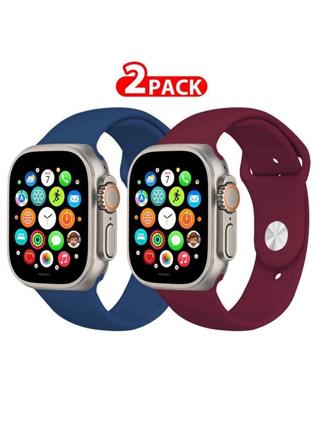 MARGOUN - 2 Pack Of Silicone Sport Band 49Mm 45Mm 44Mm 42Mm Replacement Wrist Strap Compatible For Series Ultra 2/ 9/ Ultra/ 8/ 7/ 6/ 5/ 4/ 3 And SE Multicolour - Image 1