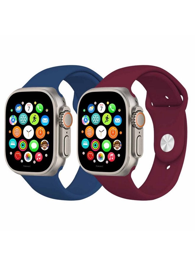 MARGOUN - 2 Pack Of Silicone Sport Band 49Mm 45Mm 44Mm 42Mm Replacement Wrist Strap Compatible For Series Ultra 2/ 9/ Ultra/ 8/ 7/ 6/ 5/ 4/ 3 And SE Multicolour - Image 1