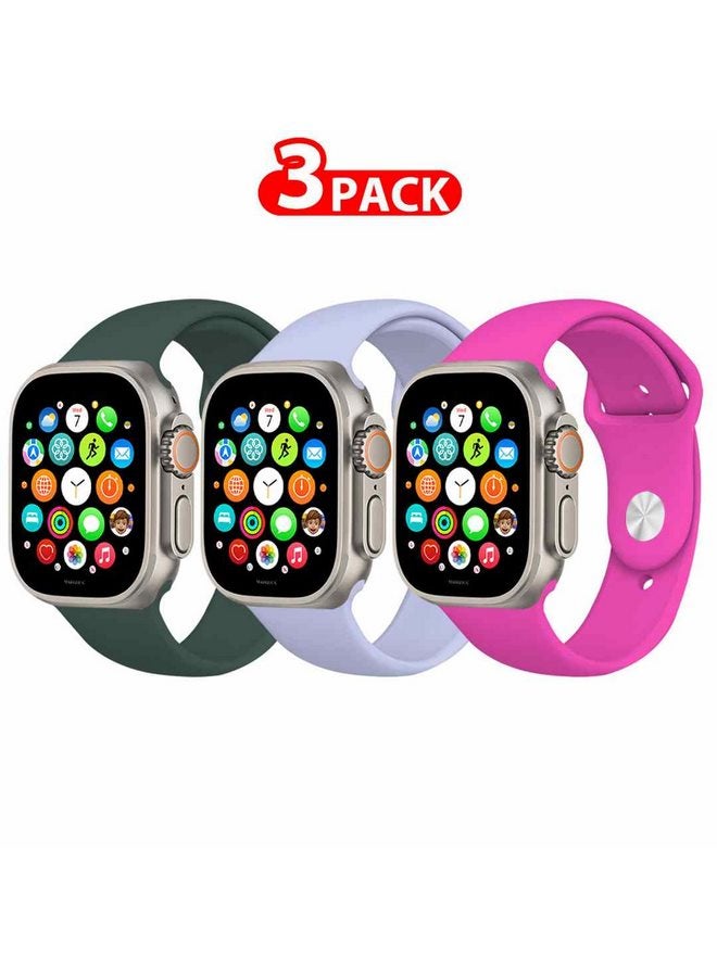 MARGOUN 3 Pack Of Silicone Sport Band 49Mm 45Mm 44Mm 42Mm Replacement Wrist Strap Compatible For Series Ultra 2/ 9/ Ultra/ 8/ 7/ 6/ 5/ 4/ 3 And SE Multicolour - Image 1
