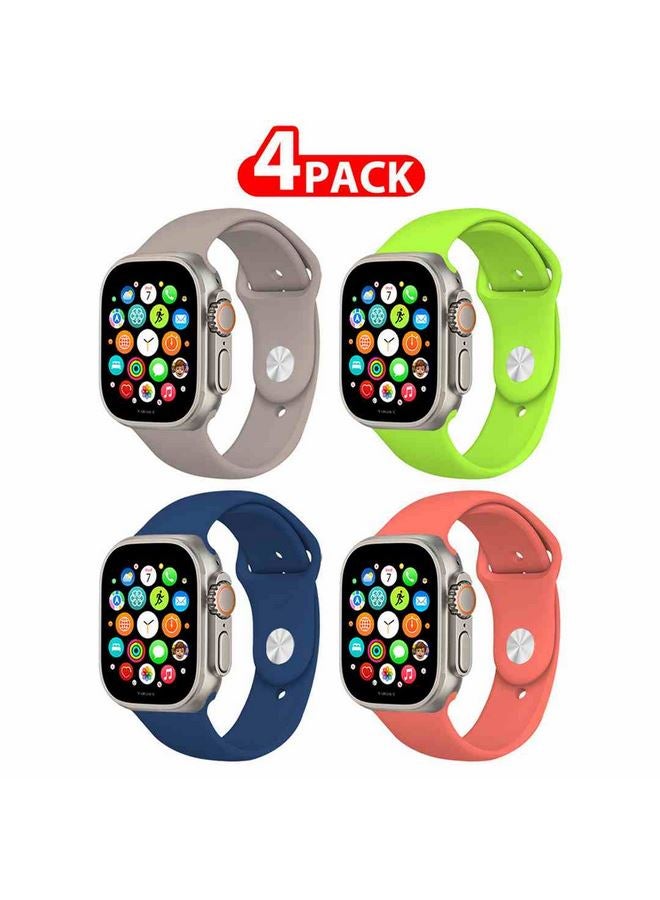 MARGOUN 4 Pack Of Silicone Sport Band 49Mm 45Mm 44Mm 42Mm Replacement Wrist Strap Compatible For Series Ultra 2/ 9/ Ultra/ 8/ 7/ 6/ 5/ 4/ 3 And SE Multicolour - Image 1