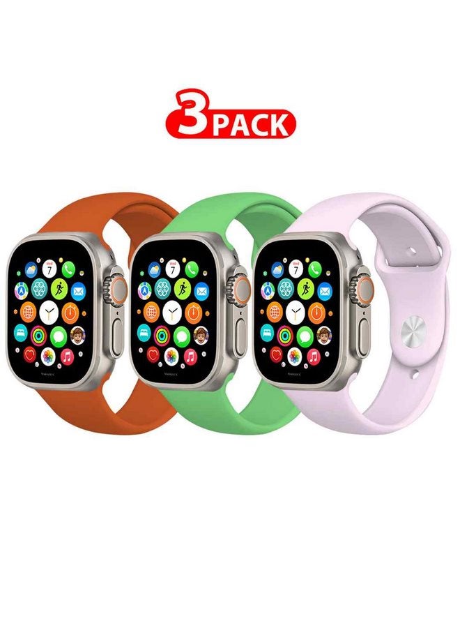 MARGOUN 3 Pack Of Silicone Sport Band 49Mm 45Mm 44Mm 42Mm Replacement Wrist Strap Compatible For Series Ultra 2/ 9/ Ultra/ 8/ 7/ 6/ 5/ 4/ 3 And SE Multicolour - Image 1