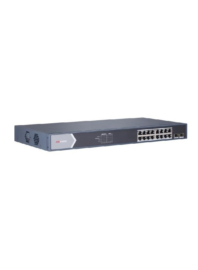 HIKVISION - 16 Port Gigabit Unmanaged POE Switch DS-3E0518P-E/M Compaitablw with JK Vision BNC Black - Image 1