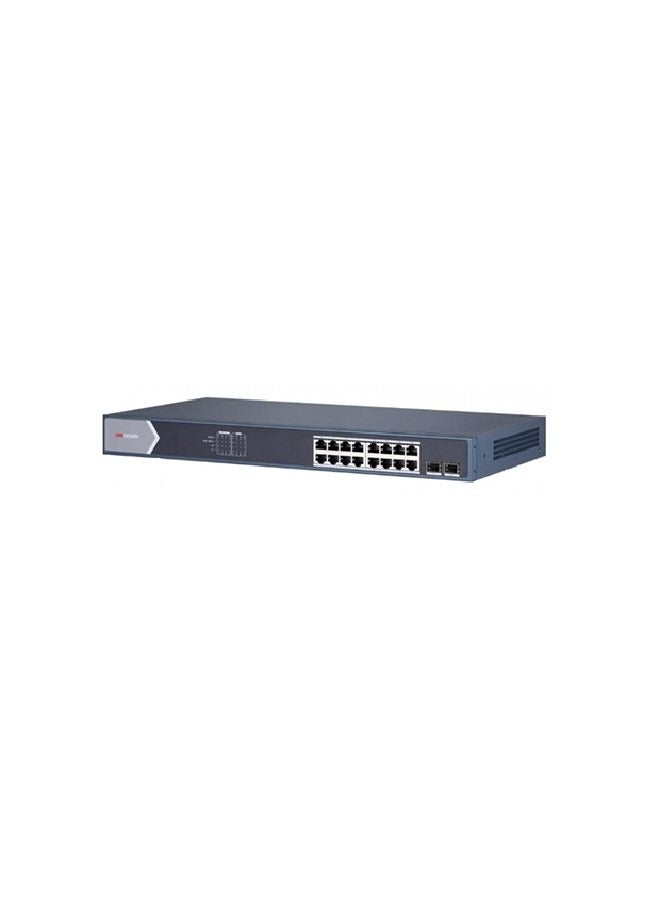 HIKVISION - 16 Port Gigabit Unmanaged POE Switch DS-3E0518P-E/M Compaitablw with JK Vision BNC Black - Image 1