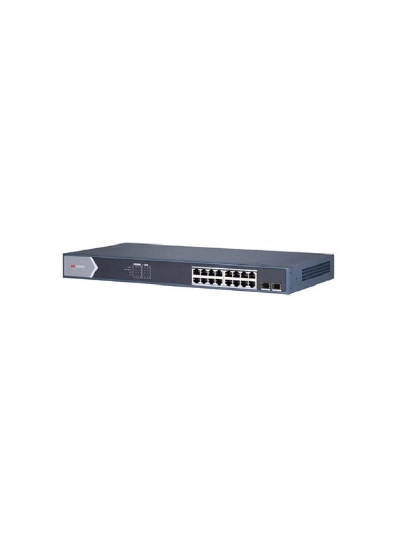 HIKVISION - 16 Port Gigabit Unmanaged POE Switch DS-3E0518P-E/M Compaitablw with JK Vision BNC Black - Image 1