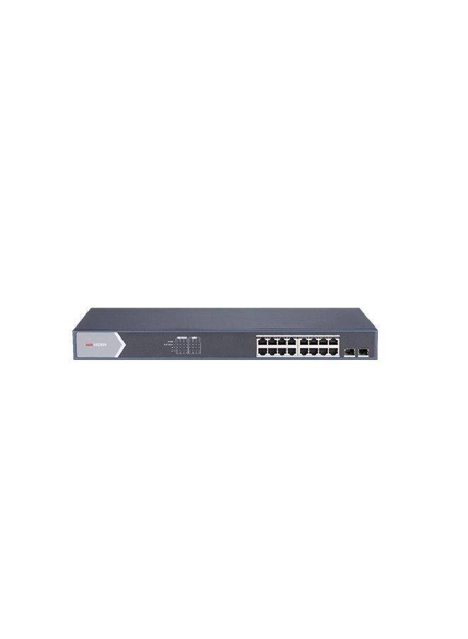 HIKVISION - 16 Port Gigabit Unmanaged POE Switch DS-3E0518P-E/M Compaitablw with JK Vision BNC Black - Image 1