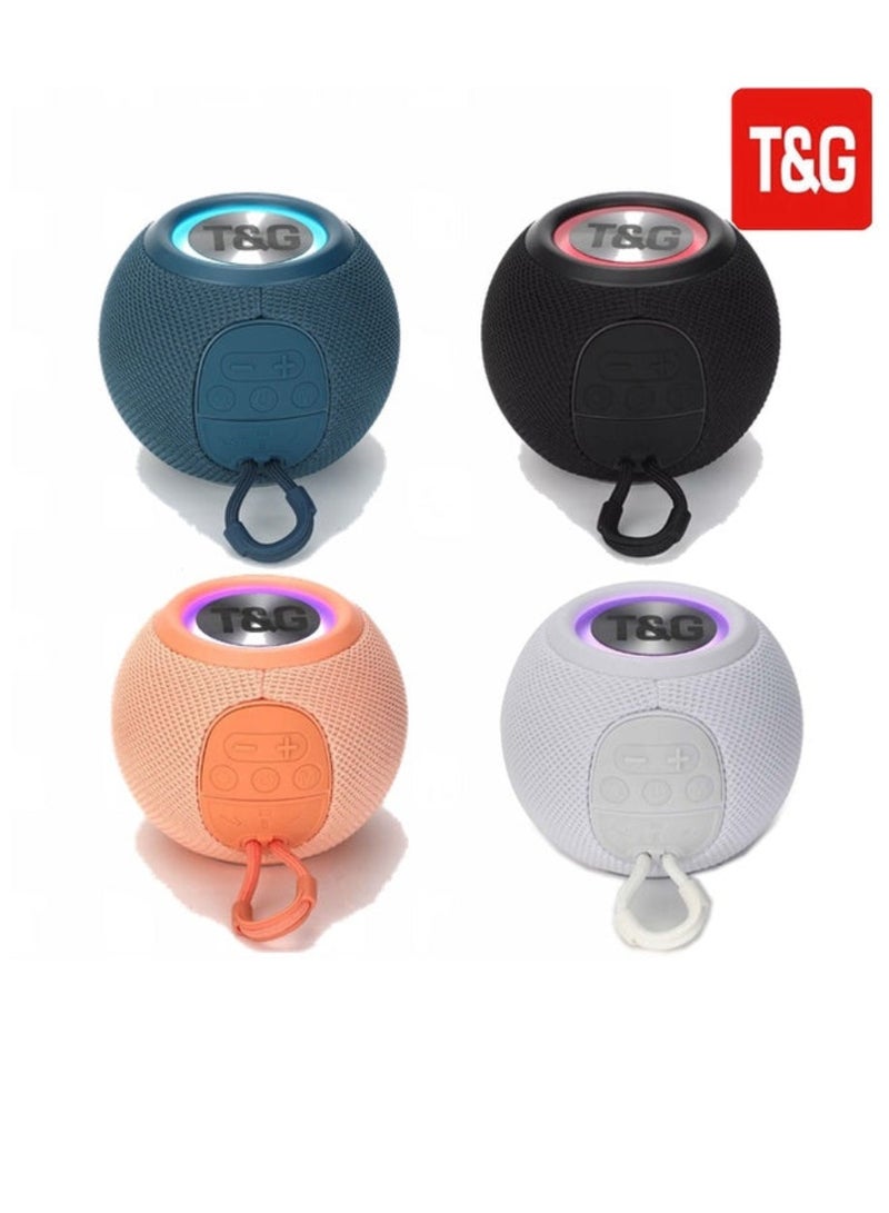 T&G - TG-337 TWS Round Portable Wireless Bluetooth Speaker with LED Flashing Lights Black - Image 1