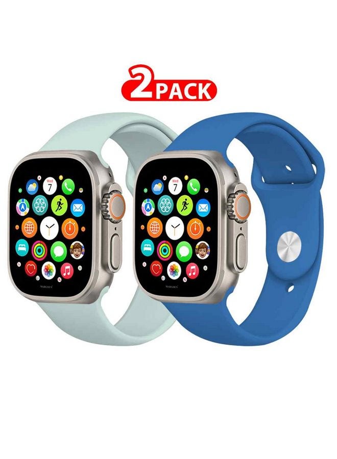 MARGOUN 2 Pack Of Silicone Sport Band 49Mm 45Mm 44Mm 42Mm Replacement Wrist Strap Compatible For Series Ultra 2/ 9/ Ultra/ 8/ 7/  6/ 5/ 4/ 3 And SE Multicolour - Image 1