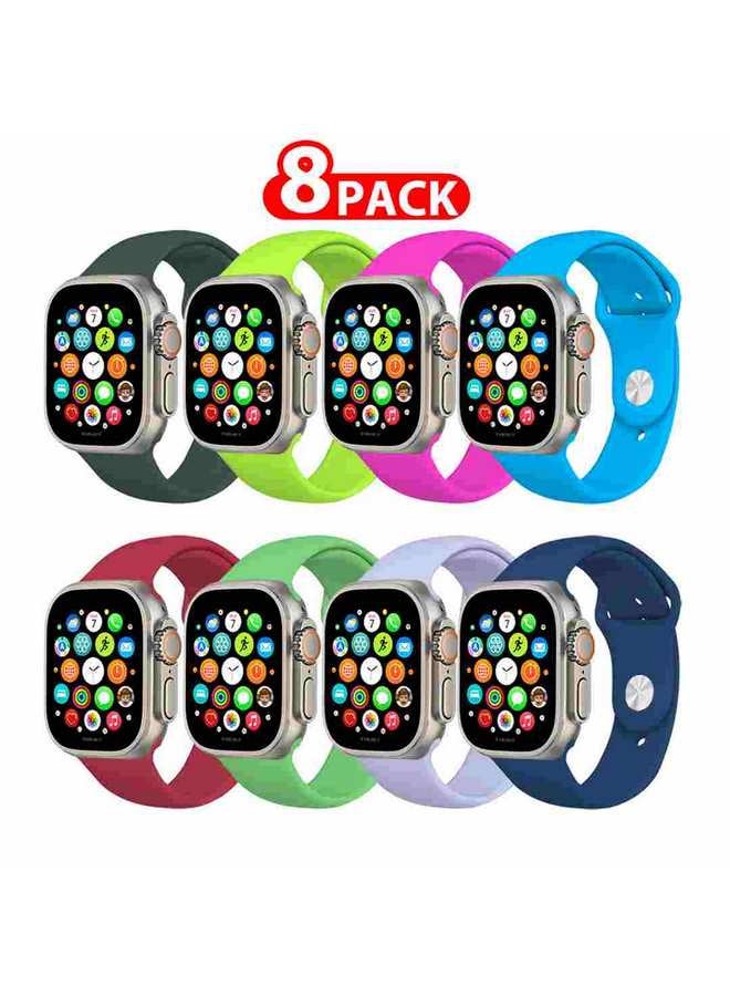 MARGOUN 8 Pack Of Silicone Sport Band 49Mm 45Mm 44Mm 42Mm Replacement Wrist Strap Compatible For Series Ultra 2/ 9/ Ultra/ 8/ 7/ 6/ 5/ 4/ 3 And SE Multicolour - Image 1