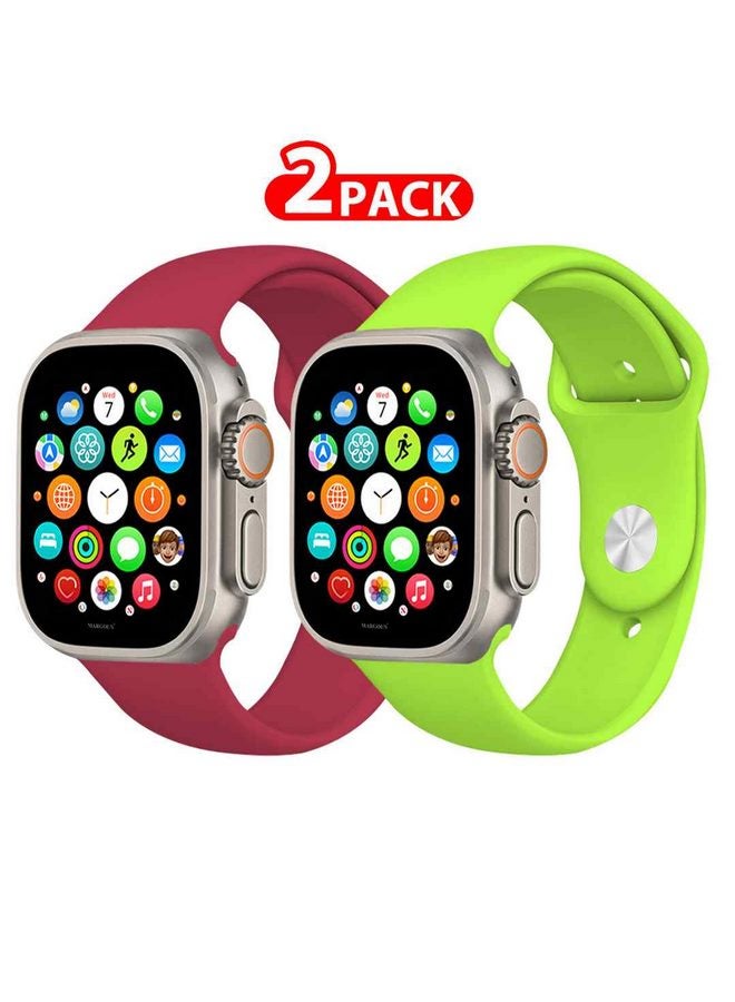 MARGOUN 2 Pack Of Silicone Sport Band 49Mm 45Mm 44Mm 42Mm Replacement Wrist Strap Compatible For Series Ultra 2/ 9/ Ultra/ 8/ 7/ 6/ 5/ 4/ 3 And SE Multicolour - Image 1