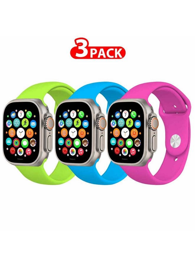 MARGOUN 3 Pack Of Silicone Sport Band 49Mm 45Mm 44Mm 42Mm Replacement Wrist Strap Compatible For Series Ultra 2/ 9/ Ultra/ 8/ 7/ 6/ 5/ 4/ 3 And SE Multicolour - Image 1