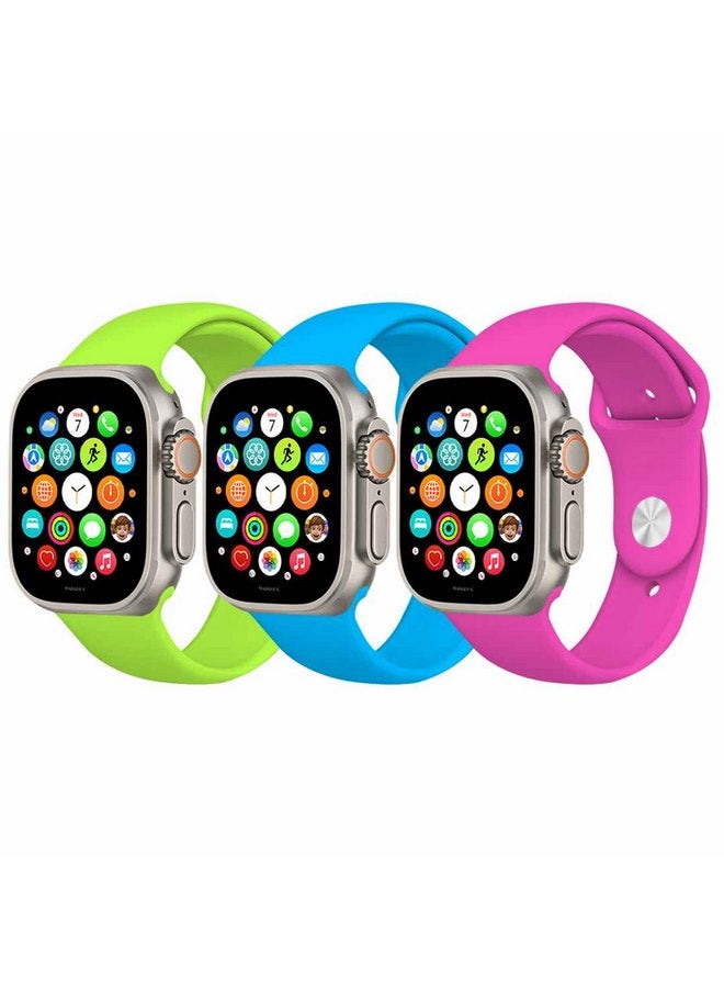 MARGOUN 3 Pack Of Silicone Sport Band 49Mm 45Mm 44Mm 42Mm Replacement Wrist Strap Compatible For Series Ultra 2/ 9/ Ultra/ 8/ 7/ 6/ 5/ 4/ 3 And SE Multicolour - Image 2