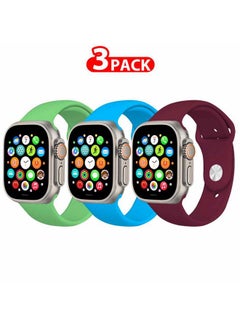 3 Pack Of Silicone Sport Band 49Mm 45Mm 44Mm 42Mm Replacement Wrist Strap Compatible For Series Ultra 2/ 9/ Ultra/ 8/ 7/ 6/ 5/ 4/ 3 And SE Multicolour
