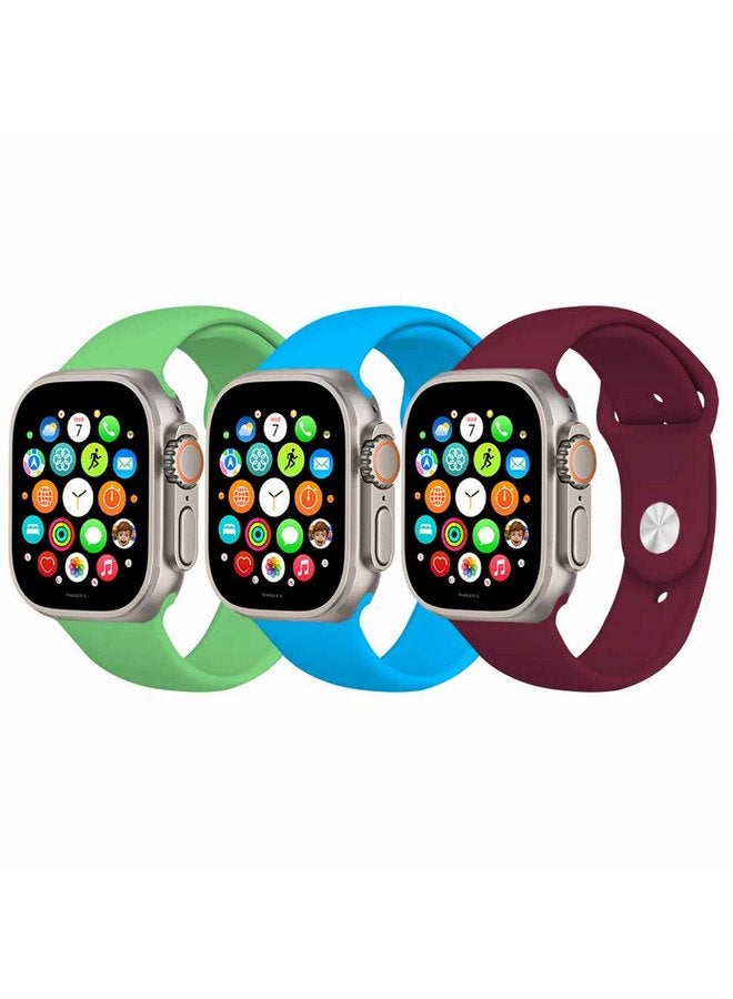 MARGOUN - 3 Pack Of Silicone Sport Band 49Mm 45Mm 44Mm 42Mm Replacement Wrist Strap Compatible For Series Ultra 2/ 9/ Ultra/ 8/ 7/ 6/ 5/ 4/ 3 And SE Multicolour - Image 1