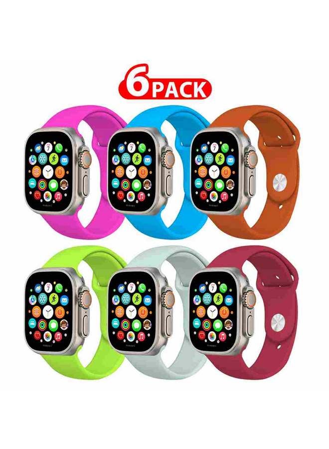 MARGOUN 6 Pack Of Silicone Sport Band 49Mm 45Mm 44Mm 42Mm Replacement Wrist Strap Compatible For Series Ultra 2/ 9/ Ultra/ 8/ 7/ 6/ 5/ 4/ 3 And SE Multicolour - Image 1