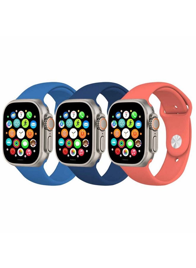 MARGOUN 3 Pack Of Silicone Sport Band 49Mm 45Mm 44Mm 42Mm Replacement Wrist Strap Compatible For Series Ultra 2/ 9/ Ultra/ 8/ 7/ 6/ 5/ 4/ 3 And SE Multicolour - Image 2