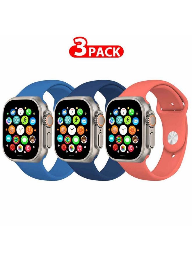 MARGOUN 3 Pack Of Silicone Sport Band 49Mm 45Mm 44Mm 42Mm Replacement Wrist Strap Compatible For Series Ultra 2/ 9/ Ultra/ 8/ 7/ 6/ 5/ 4/ 3 And SE Multicolour - Image 1
