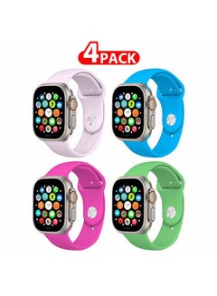 4 Pack Of Silicone Sport Band 49Mm 45Mm 44Mm 42Mm Replacement Wrist Strap Compatible For Series Ultra 2/ 9/ Ultra/ 8/ 7/ 6/ 5/ 4/ 3 And SE Multicolour