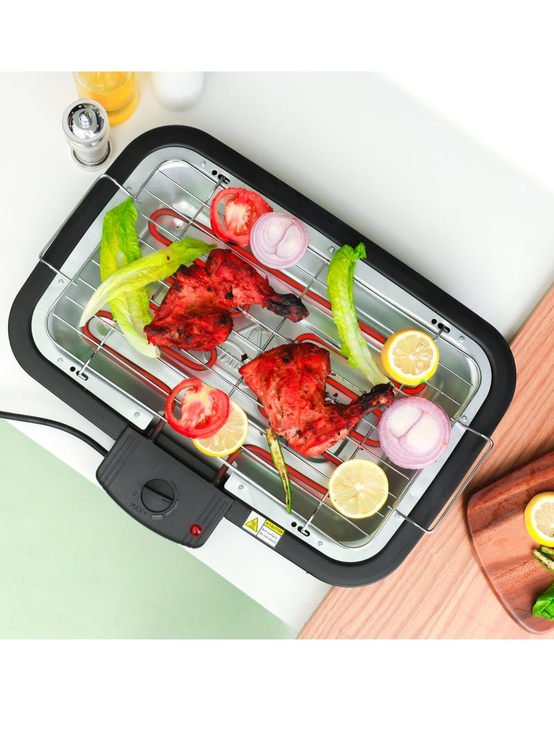 10 L Mini Refrigerator With 2000W Electric Barbecue Grill Set - 10 L Mini Refrigerator With Semiconductor Direct Cooling, AC/DC Working & Electric Barbecue Grill With Auto-Thermostat Control GRF63052+GBG9898 White & black