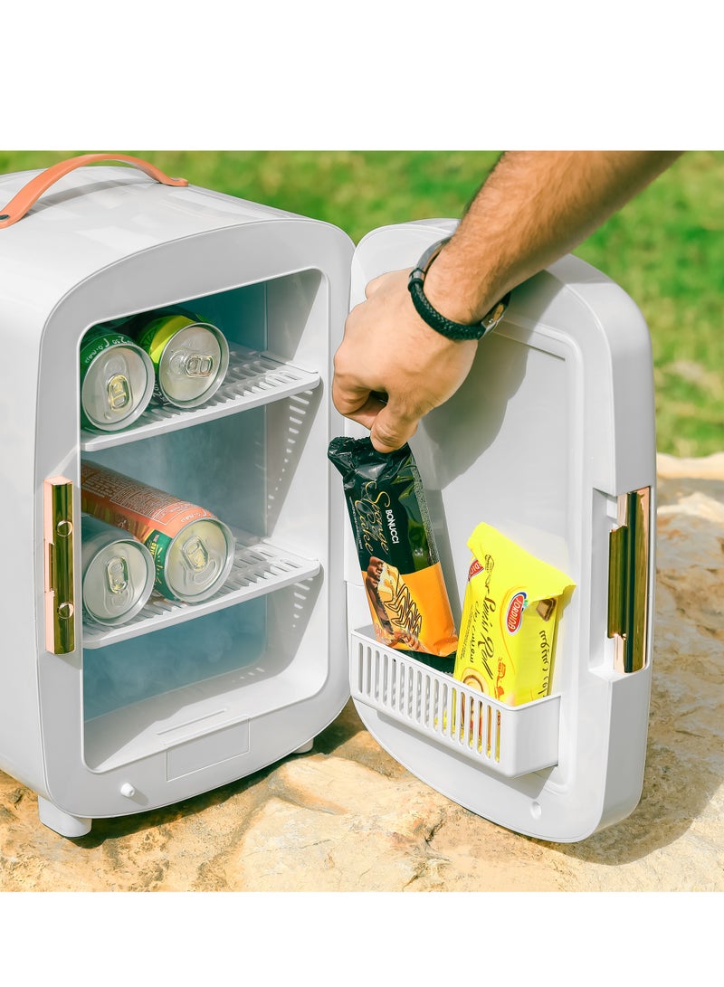 10 L Mini Refrigerator With 2000W Electric Barbecue Grill Set - 10 L Mini Refrigerator With Semiconductor Direct Cooling, AC/DC Working & Electric Barbecue Grill With Auto-Thermostat Control GRF63052+GBG9898 White & black