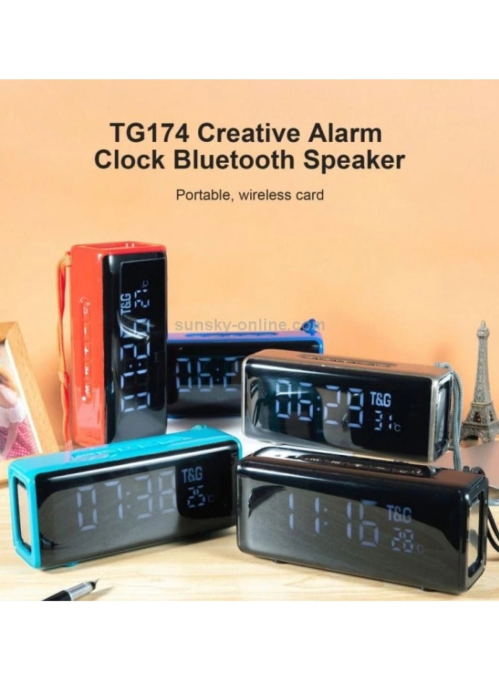 T&G - TG174 TWS Mirror Bluetooth Speaker, Support Alarm Clock, Time & Temperature Display, Micro SD Card, FM, MP3 Black - Image 1