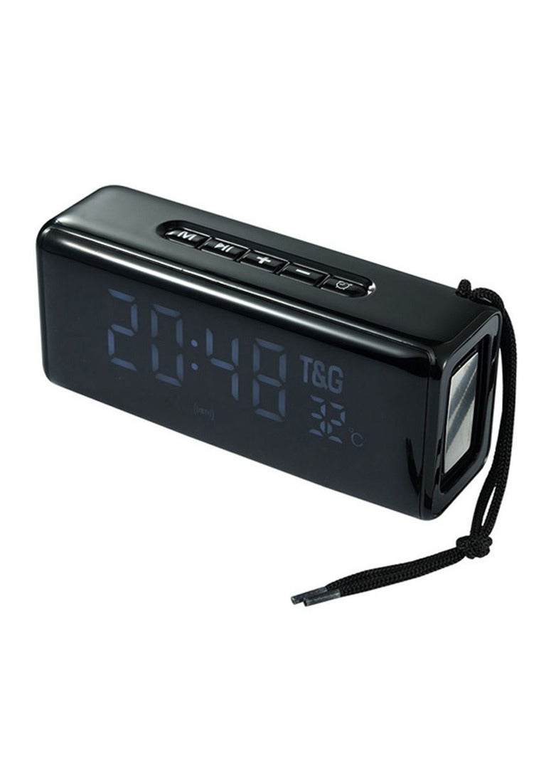 T&G - TG174 TWS Mirror Bluetooth Speaker, Support Alarm Clock, Time & Temperature Display, Micro SD Card, FM, MP3 Black - Image 1