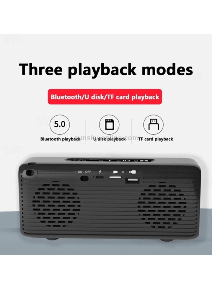 T&G - TG174 TWS Mirror Bluetooth Speaker, Support Alarm Clock, Time & Temperature Display, Micro SD Card, FM, MP3 Black - Image 1