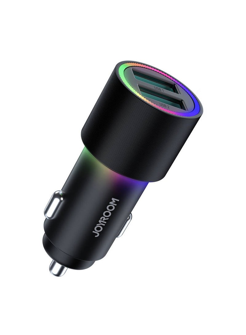 JOYROOM Car Charger 2 x USB With Backlight 24W (JR-CL10) Black  - Image 1