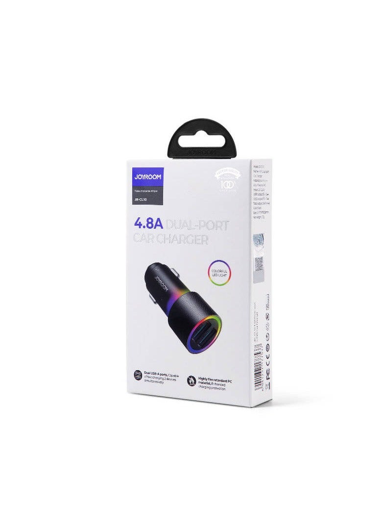 JOYROOM Car Charger 2 x USB With Backlight 24W (JR-CL10) Black  - Image 5
