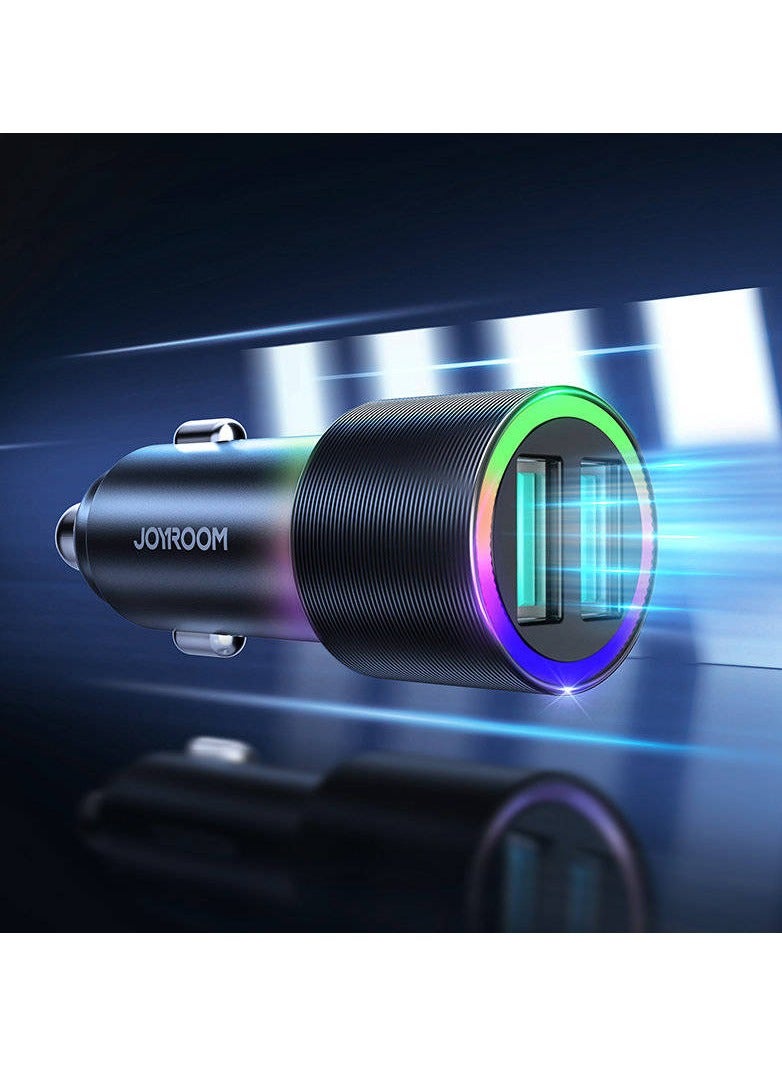 JOYROOM Car Charger 2 x USB With Backlight 24W (JR-CL10) Black  - Image 2