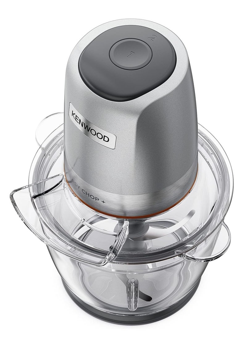 KENWOOD - Glass Chopper Electric Food Chopper with 1.2L Glass Bowl (600ml working capacity), Dripper Pro, Quad Blade, Storage Lid, Dual Speed, Spatula, Ice Crush Function 500 W CHP62.400SI SILVER - Image 1