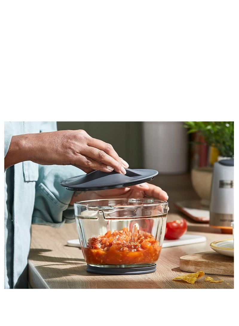 KENWOOD - Glass Chopper Electric Food Chopper with 1.2L Glass Bowl (600ml working capacity), Dripper Pro, Quad Blade, Storage Lid, Dual Speed, Spatula, Ice Crush Function 500 W CHP62.400SI SILVER - Image 1