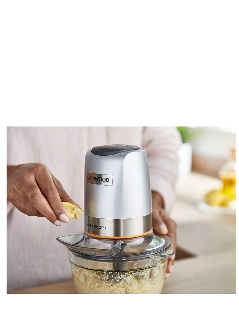 KENWOOD - Glass Chopper Electric Food Chopper with 1.2L Glass Bowl (600ml working capacity), Dripper Pro, Quad Blade, Storage Lid, Dual Speed, Spatula, Ice Crush Function 500 W CHP62.400SI SILVER - Image 1