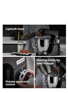 KENWOOD Stand Mixer Metal Body Kitchen Machine TITANIUM CHEF BAKER XL with Built-in Weighing Scale, DuoBowl (7L + 5L SS Bowl), K-Beater, Whisk, Dough Hook, Creaming Beater 1200 W KVL85.004BK BLACK  - Image 4