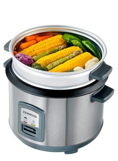 KENWOOD 2-in-1 Rice Cooker 1.8L 10-Cups Rice with Food Steamer Basket, Non-Stick Cooking Pot, Temepered Glass Lid, Warm/Cook Lights, Spatula Holder, Detachable Cord 1.8 L 700 W RCM45.000SS SILVER  - Image 4