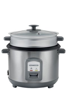 KENWOOD 2-in-1 Rice Cooker 1.8L 10-Cups Rice with Food Steamer Basket, Non-Stick Cooking Pot, Temepered Glass Lid, Warm/Cook Lights, Spatula Holder, Detachable Cord 1.8 L 700 W RCM45.000SS SILVER  - Image 1