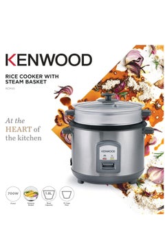KENWOOD 2-in-1 Rice Cooker 1.8L 10-Cups Rice with Food Steamer Basket, Non-Stick Cooking Pot, Temepered Glass Lid, Warm/Cook Lights, Spatula Holder, Detachable Cord 1.8 L 700 W RCM45.000SS SILVER  - Image 2