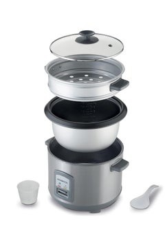 KENWOOD 2-in-1 Rice Cooker 1.8L 10-Cups Rice with Food Steamer Basket, Non-Stick Cooking Pot, Temepered Glass Lid, Warm/Cook Lights, Spatula Holder, Detachable Cord 1.8 L 700 W RCM45.000SS SILVER  - Image 3
