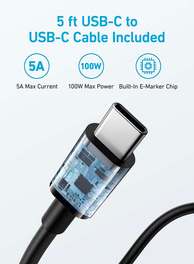 335 Charger 67W USB C Wall Charger, PIQ 3.0 Compact and Foldable Fast Charger Adapter, For Laptop, iPhone 16/15 Series, MacBook Pro, iPad, Samsung S25/S24, Pixel, and More (Cable Included) Black