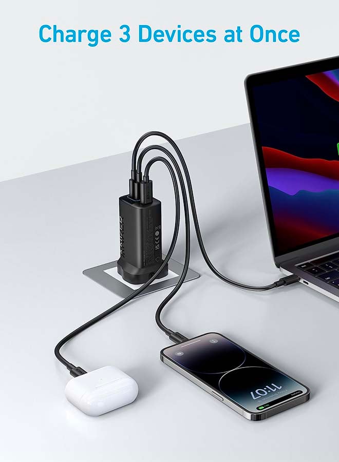 Anker 335 Charger 67W USB C Wall Charger, PIQ 3.0 Compact and Foldable Fast Charger Adapter, For Laptop, iPhone 16/15 Series, MacBook Pro, iPad, Samsung S25/S24, Pixel, and More (Cable Included) Black  - Image 3
