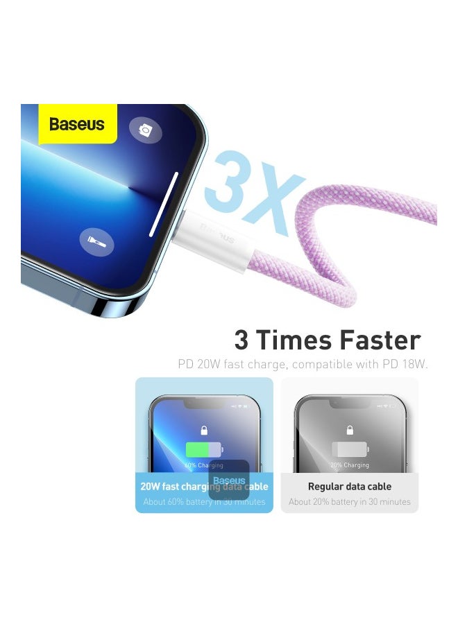 بيسوس سلك شاحن قماشي تايب سي الى ايفون 20 واط 1 متر بنفسجي - Image 5