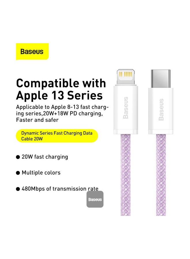 بيسوس سلك شاحن قماشي تايب سي الى ايفون 20 واط 1 متر بنفسجي - Image 3