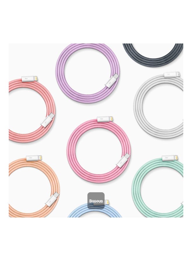 بيسوس سلك شاحن قماشي تايب سي الى ايفون 20 واط 1 متر بنفسجي - Image 2