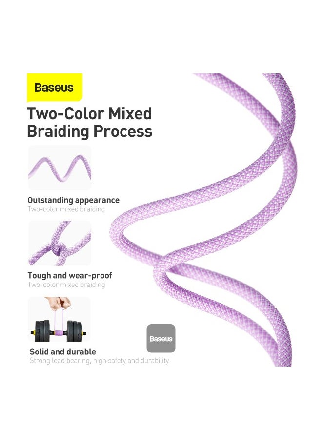 بيسوس سلك شاحن قماشي تايب سي الى ايفون 20 واط 1 متر بنفسجي - Image 4