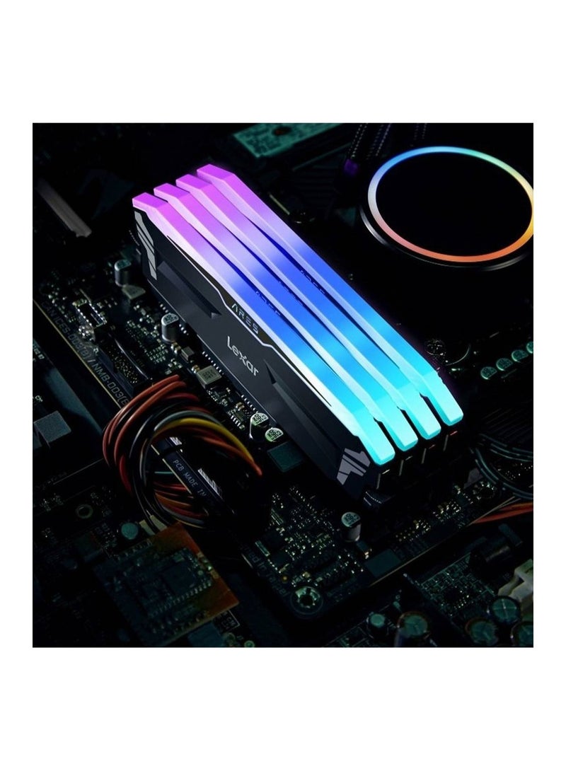 Lexar - Lexar ARES RGB 32GB (2x16GB) DDR4 Desktop Memory, 3600MT/s Memory Speed, CL18 CAS Latency, Vibrant RGB Light Bar, Compatible with Intel XMP 2.0 and AMD Ryzen, Black - LD4BU016G-R3600GDLA - Image 1