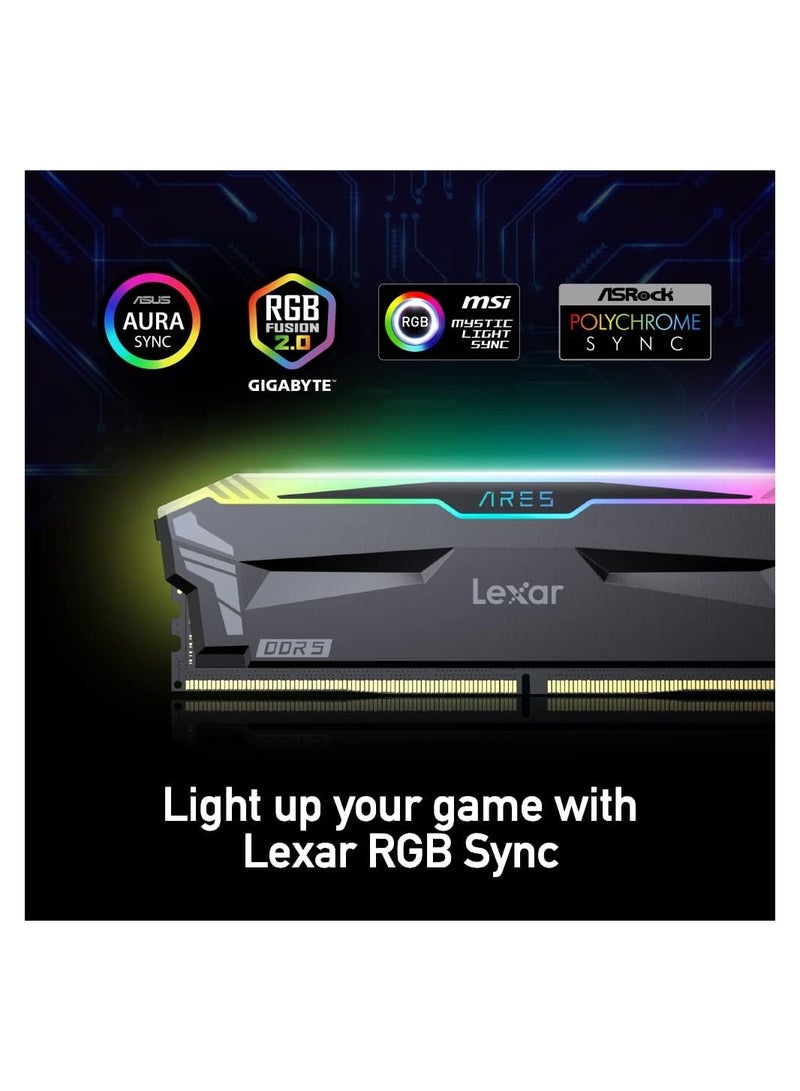 ذاكرة Lexar ARES RGB 32GB (2x16GB) DDR5 RAM 6000MT/s CL34 Desktop Memory - AMD Expo وIntel XMP 3.0 (رمادي) LD5FU016G-R6000GDGA - pnsku/N70015585V/45/_/1697614340/31c3bd5e-e9bd-42c3-a19d-28150e09dabb